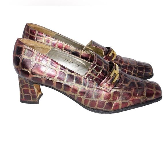 Timothy Hitsman Vintage Croc Leather Kitten Heels, Size 9.5 - Picture 3 of 9